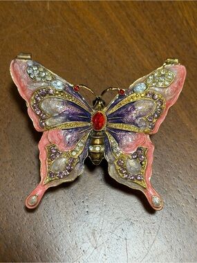 Gold-Tone Butterfly jewelry  with Pink and Purple Enamel and Crystals